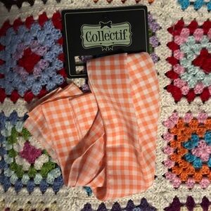 Collectif New Peachy Pink Gingham Retro Pinup Scarf Hair Tie Bow